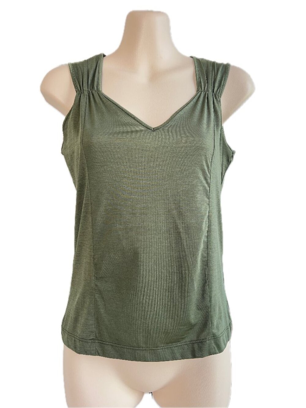 Olive Green Sleeveless V-neck Top – Sz Small